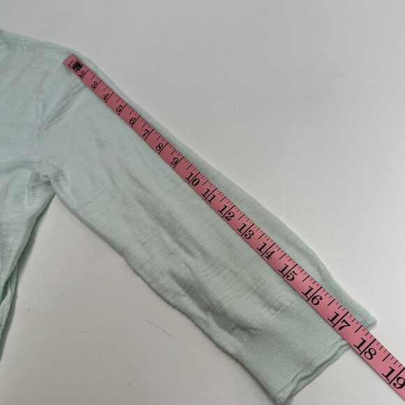 Ann Taylor Loft Cardigan Sweater Womens M Pale Mint Green 3/4 Sleeves Minimalist - Picture 8 of 9